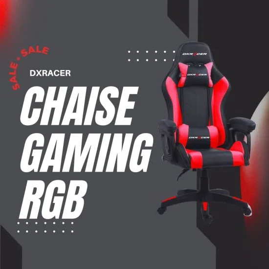 Chaise Gamer DXRacer Rouge avec RGB - Vue 3