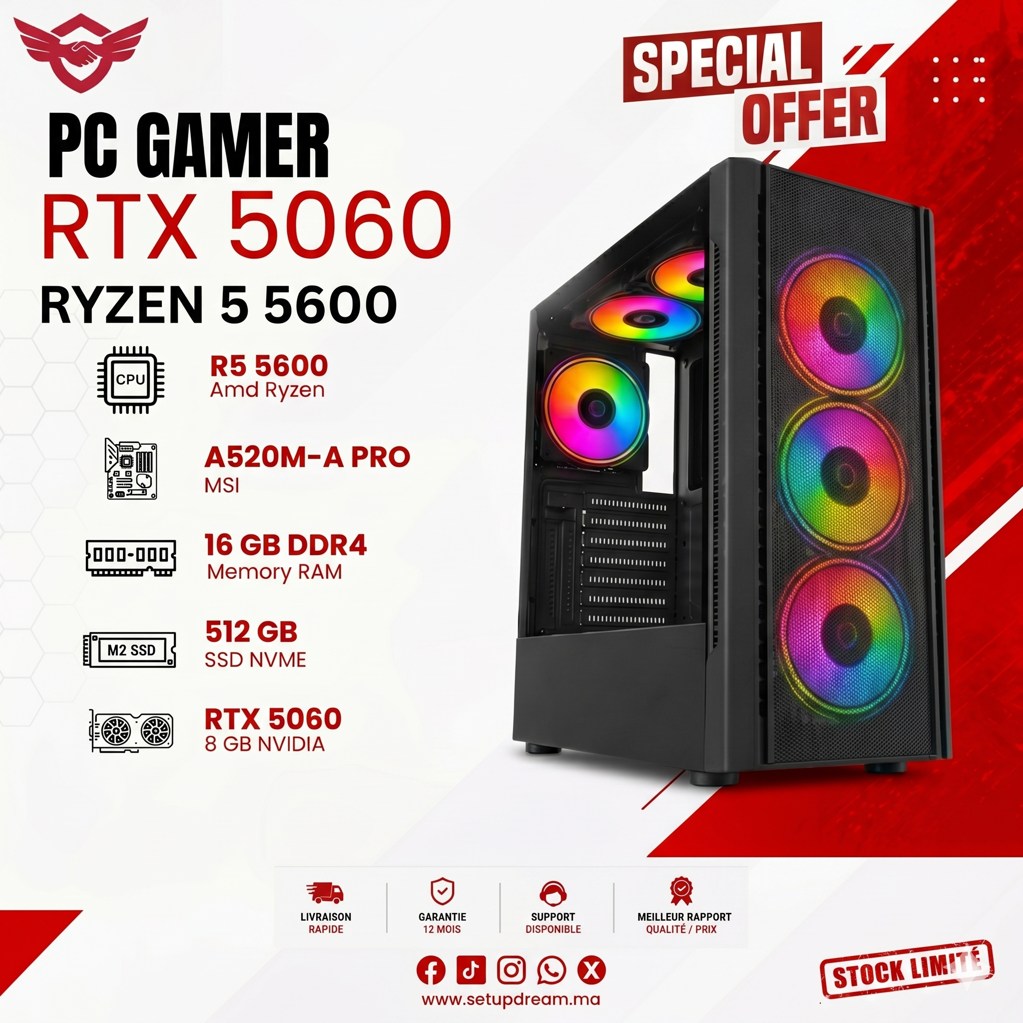 PC Gamer Ryzen 5 5600 + RTX 5060