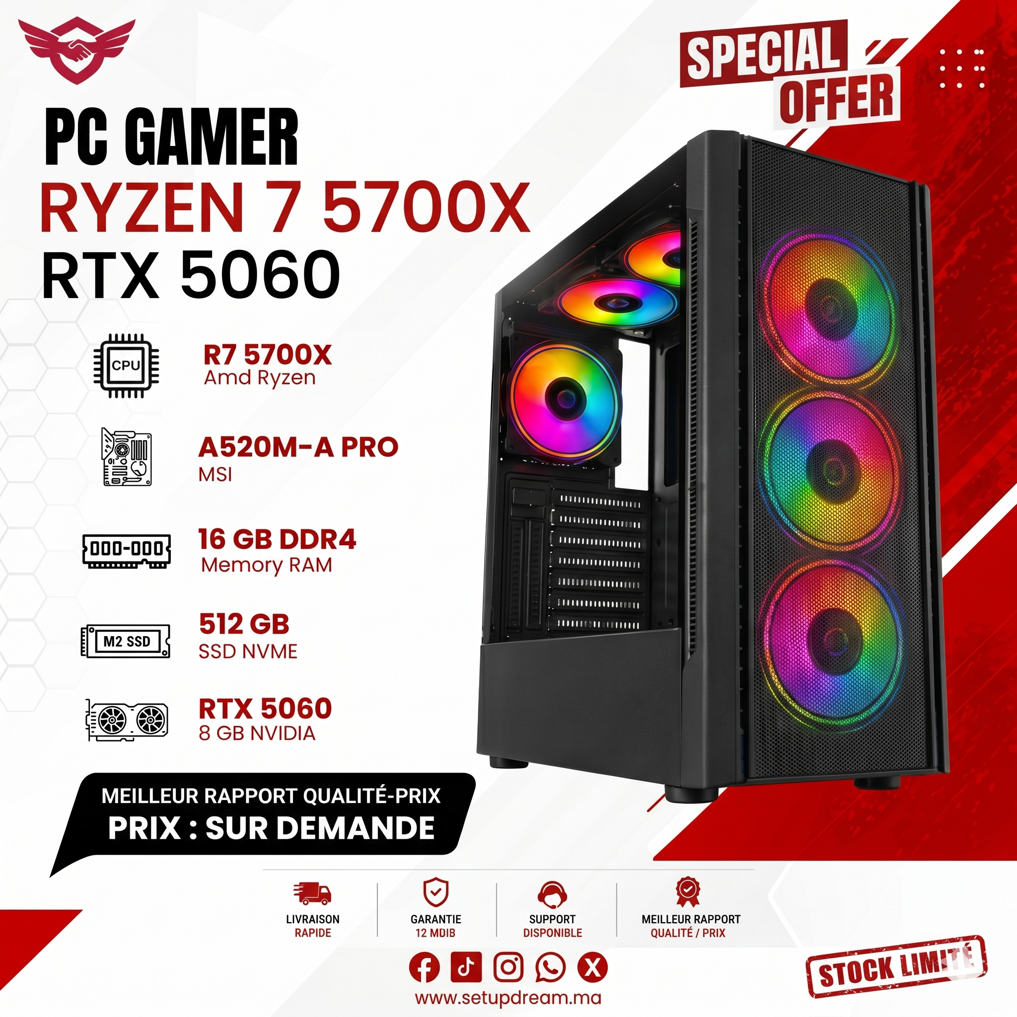 PC Gamer Ryzen 7 5700X + RTX 5060