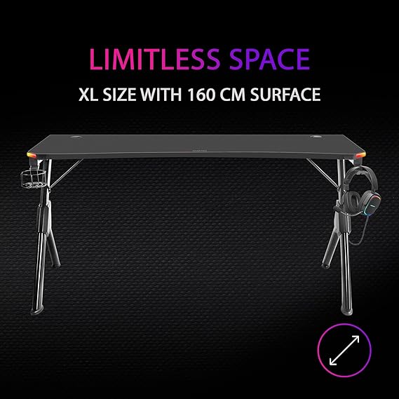 Bureau Gaming RGB – Mars Gaming MGDXLRGB – NOIR | Prix Maroc - Vue 3