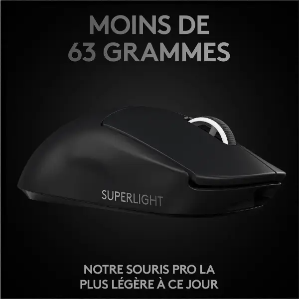 Logitech Wireless Gaming Pro X Superlight Noir - Vue 3