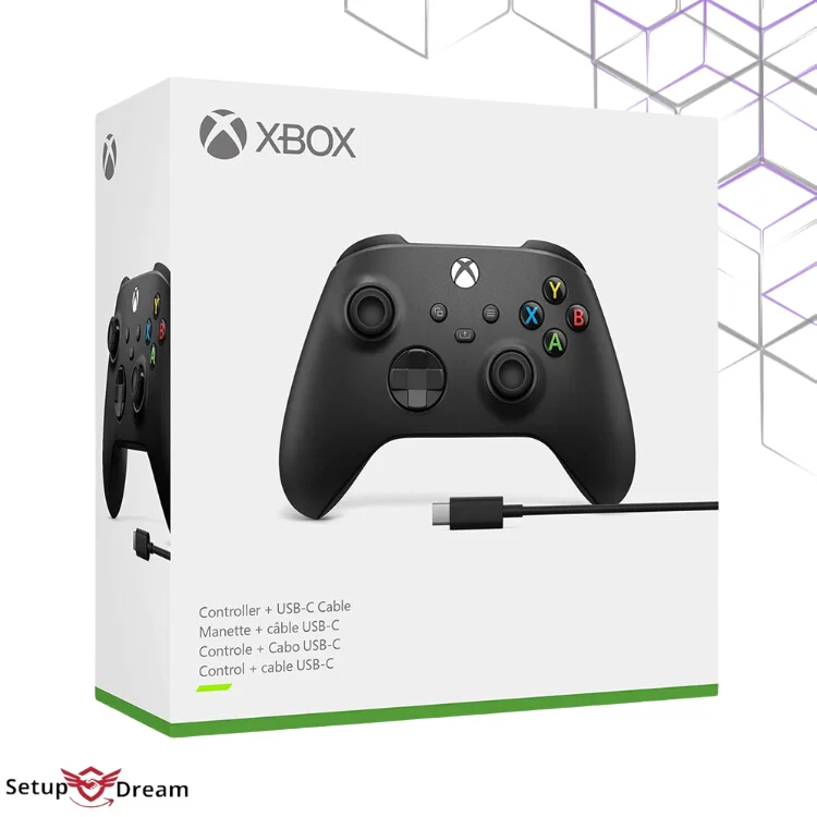 Manette Xbox sans fil Carbon Noir avec Câble USB-C pour PC, Xbox Series X/S/One