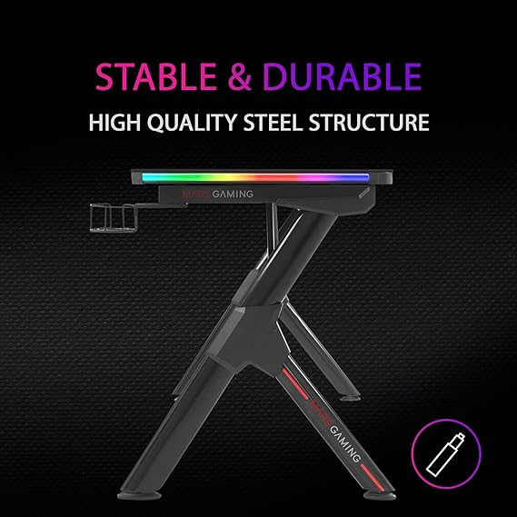 Bureau Gaming RGB – Mars Gaming MGDXLRGB – NOIR | Prix Maroc - Vue 4