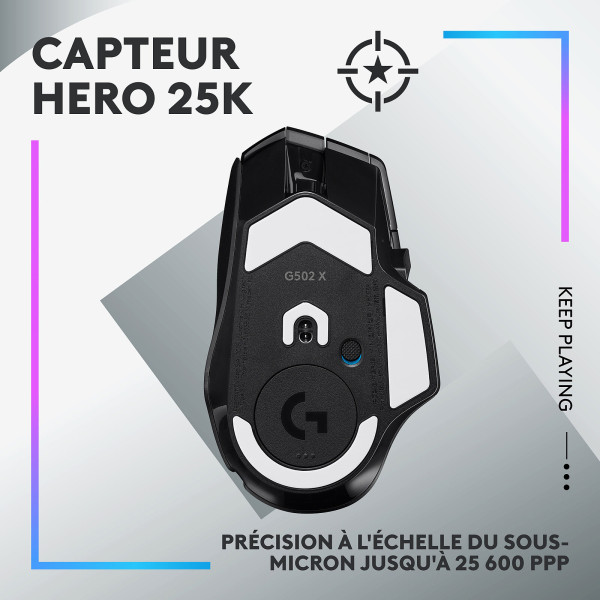 Logitech G G502X Plus Noir | Prix Maroc - Vue 3