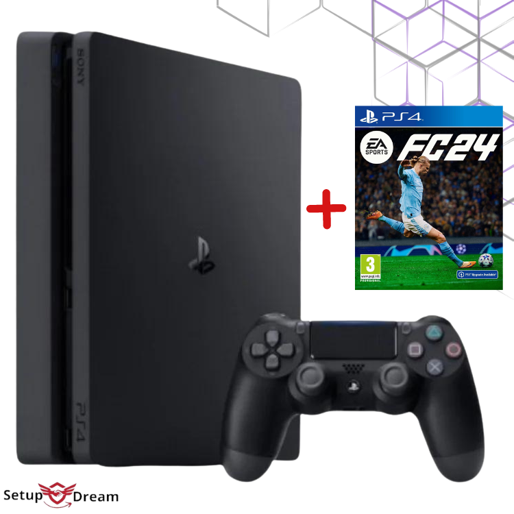 Console PS4 Slim 500 Go + Jeu FIFA 24 | Comme Neuf