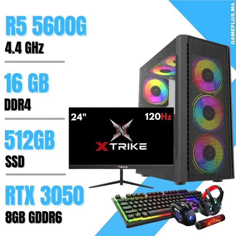 Setup Complet PC Gamer Ryzen 5 5600G / 16GB / 512GB SSD / RTX 3050 8GB