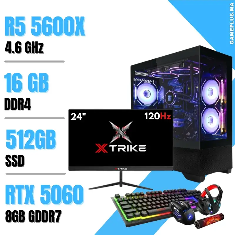 Setup Complet PC Gamer Ryzen 5 5600X / 16GB / 512GB SSD / RTX 5060 8Gb