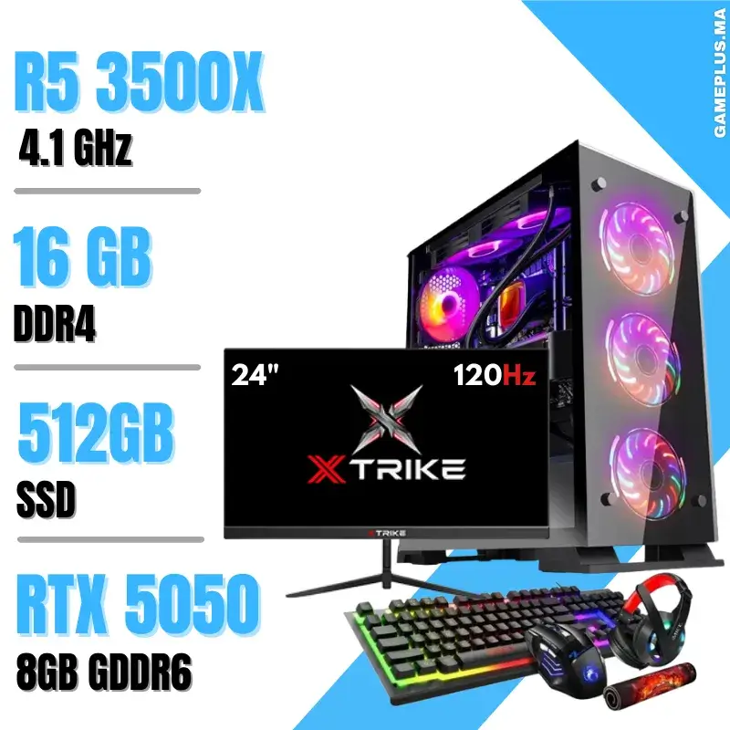 Setup Complet PC Gamer Ryzen 5 3500X / 16GB / 512GB SSD / RTX 5050 8Gb