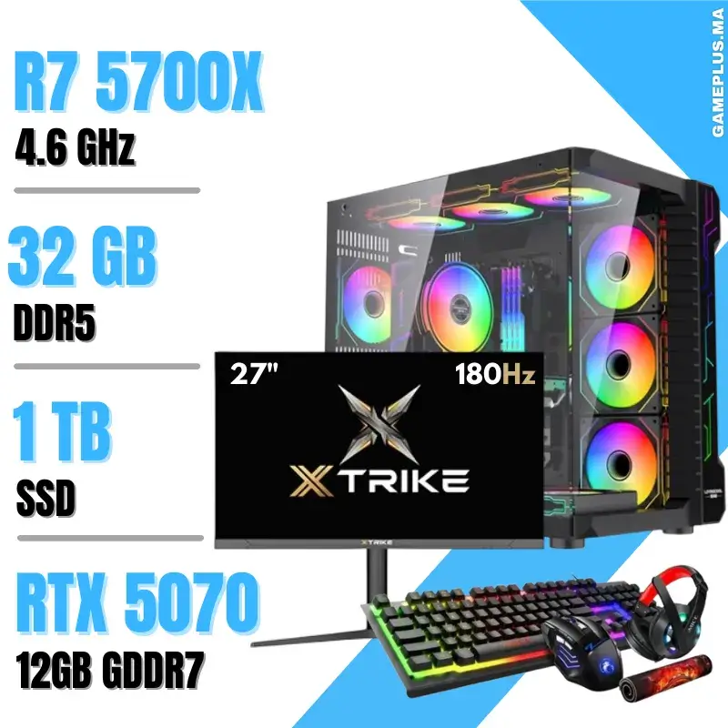 Setup Complet PC Gamer Ryzen 7 5700X / 32GB / 1TB SSD / RTX 5070 12GB