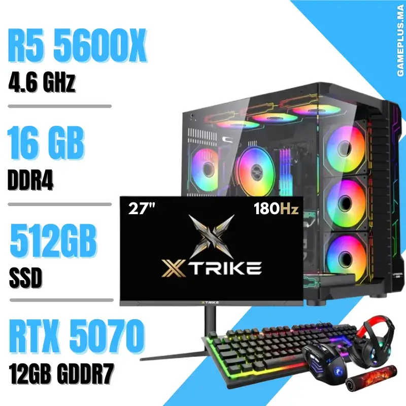 Setup Complet PC Gamer Ryzen 5 5600X / 16GB / 512GB SSD / RTX 5070 12Gb