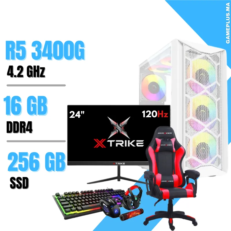 Setup Complet PC Gamer Ryzen 5 3400G / 16GB / 256GB SSD - Vue 2