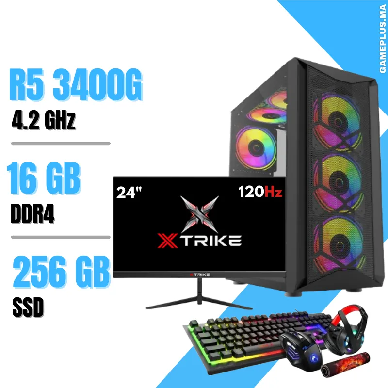 Setup Complet PC Gamer Ryzen 5 3400G / 16GB / 256GB SSD