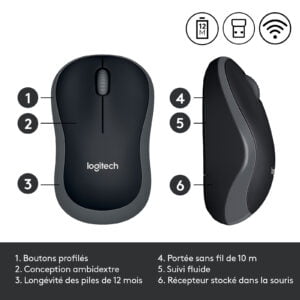 Logitech Wireless Mouse M185 (Gris) 