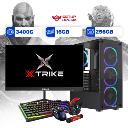 Setup Gaming Complet Ryzen 5 3400G – Moniteur Xtrike 24" 120Hz | Setup Dream