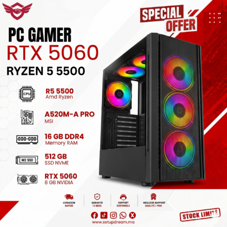 PC Gamer Ryzen 5 5500 + RTX 5060